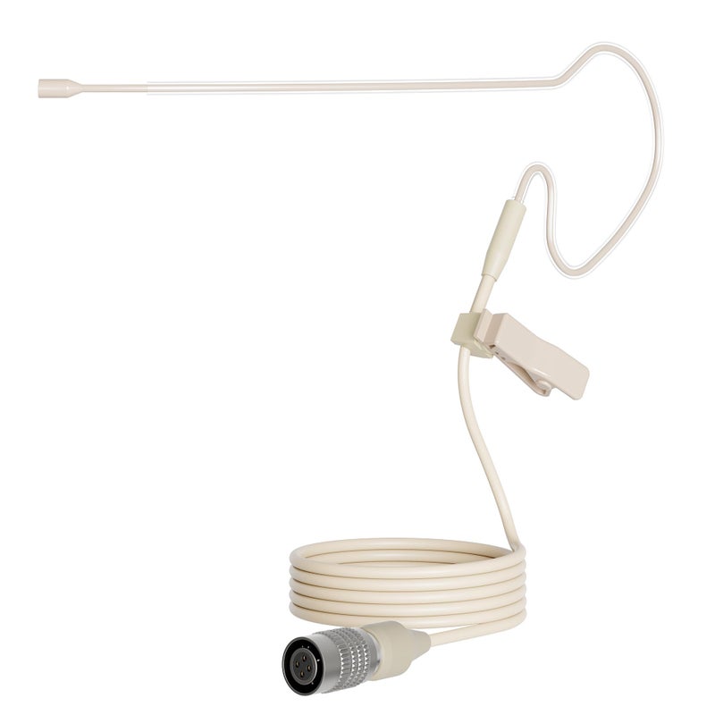 JK J K Pro Light Weight Low Profile Single Earhook Headworn Microphone MIC-J S90 Compatible with Audio Technica Wireless Transmitter - 4Pin Hirose Connector - Image 1
